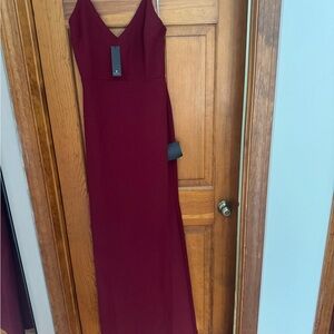 Lulu's Deep Red V-Neck Maxi Dress